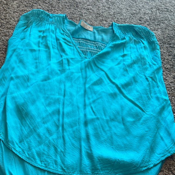 Turquoise Women's Blouse cap sleeve - Picture 1 of 5